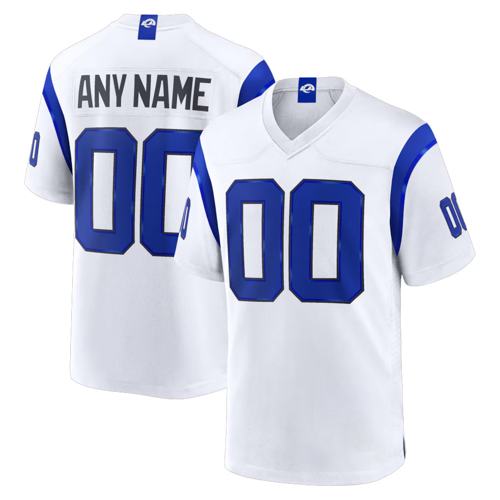 Yuxns Custom LA.Rams Fearsome White Home Game Any Name & Numbers Stitched Jerseys