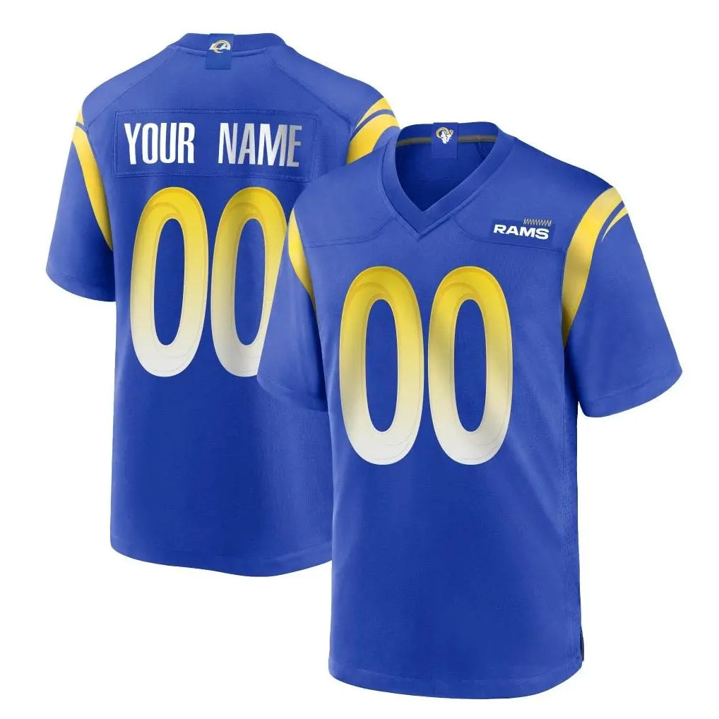 Yuxns Custom LA.Rams Royal Home Game Any Name & Numbers Stitched Jerseys