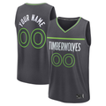 Yuxns Custom M.Timberwolves Anthracite Fast Break Stitched Jerseys- Icon Edition