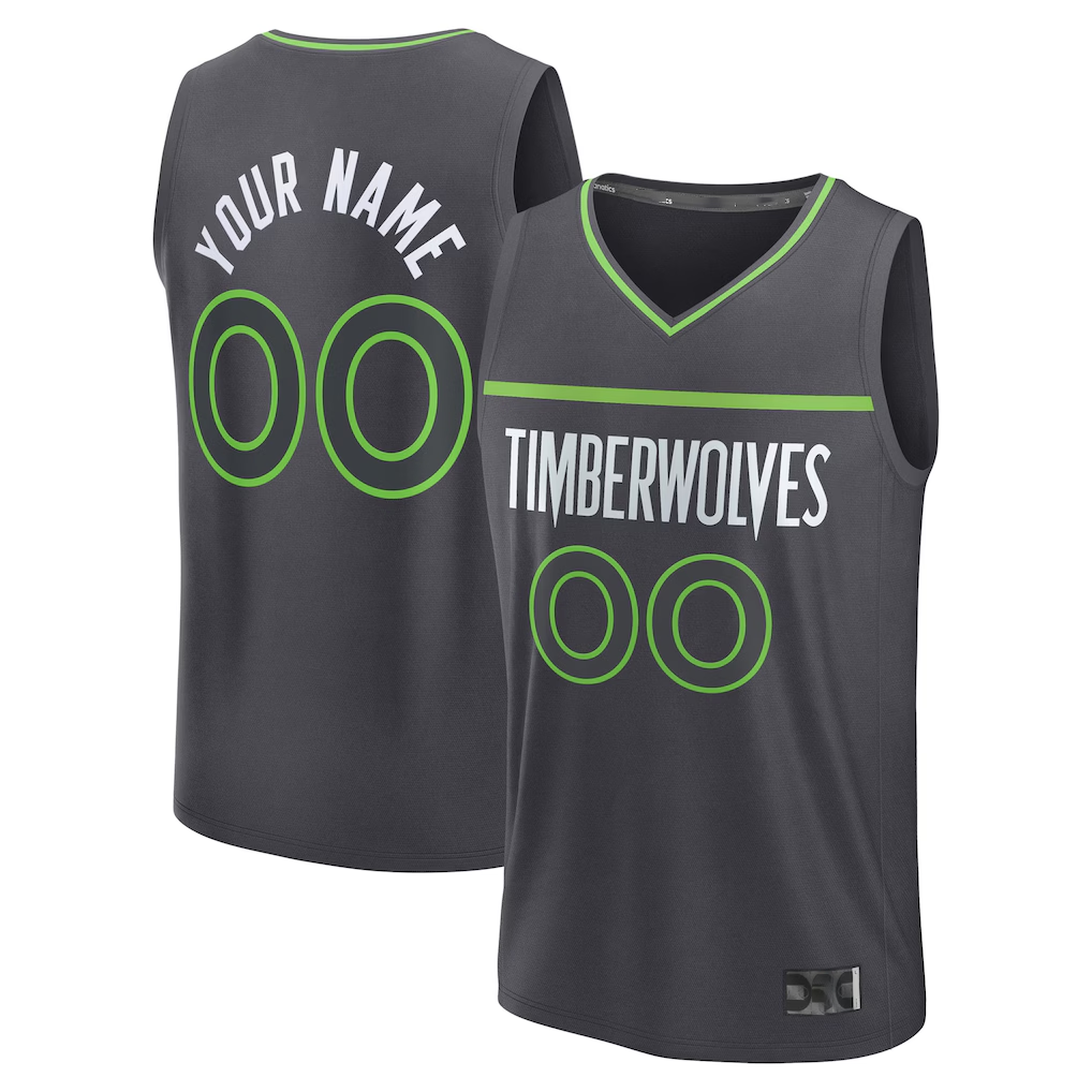 Yuxns Custom M.Timberwolves Anthracite Fast Break Stitched Jerseys- Icon Edition
