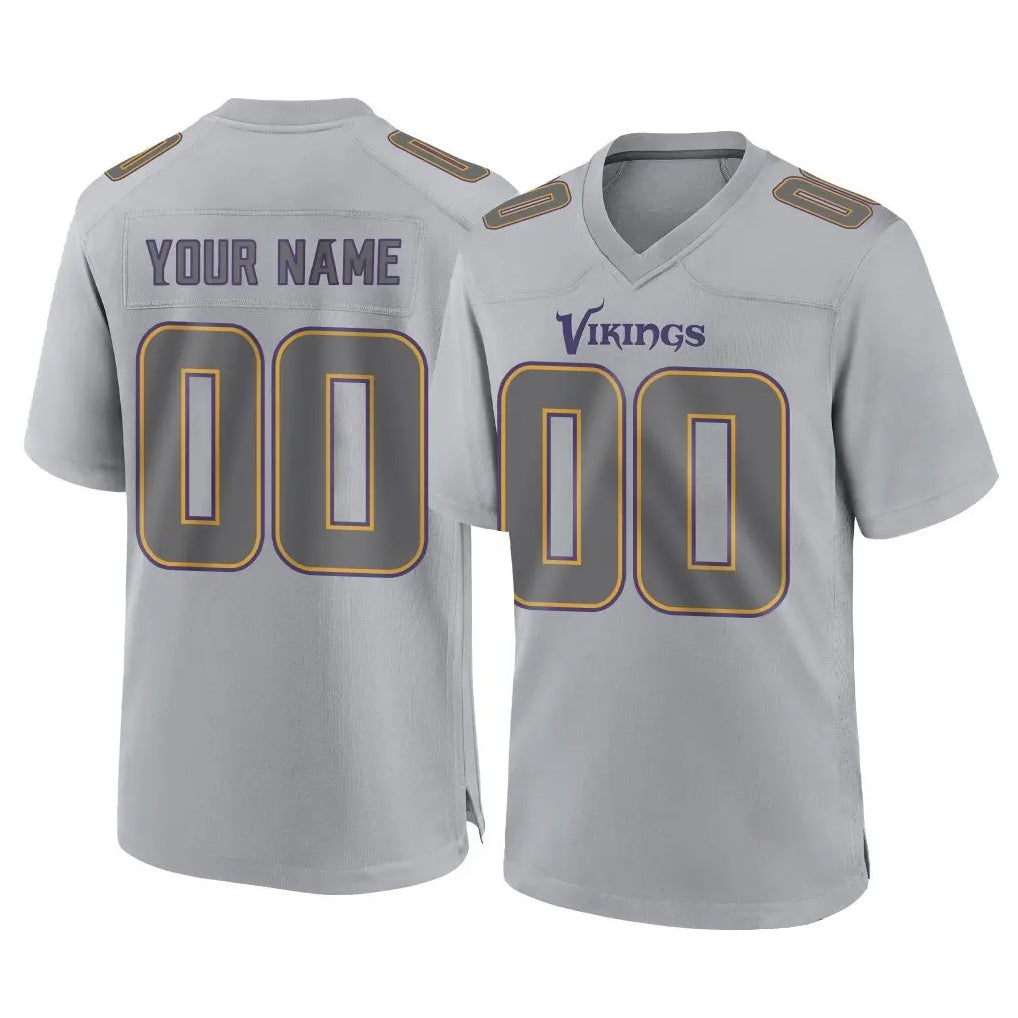 Yuxns Custom M.Vikings Gray Atmosphere Fashion Home Game Any Name & Numbers Stitched Jerseys
