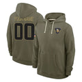 Yuxns Custom M.Vikings Olive Salute to Service Pullover Hoodies Limited Any Name & Numbers Stitched Jerseys