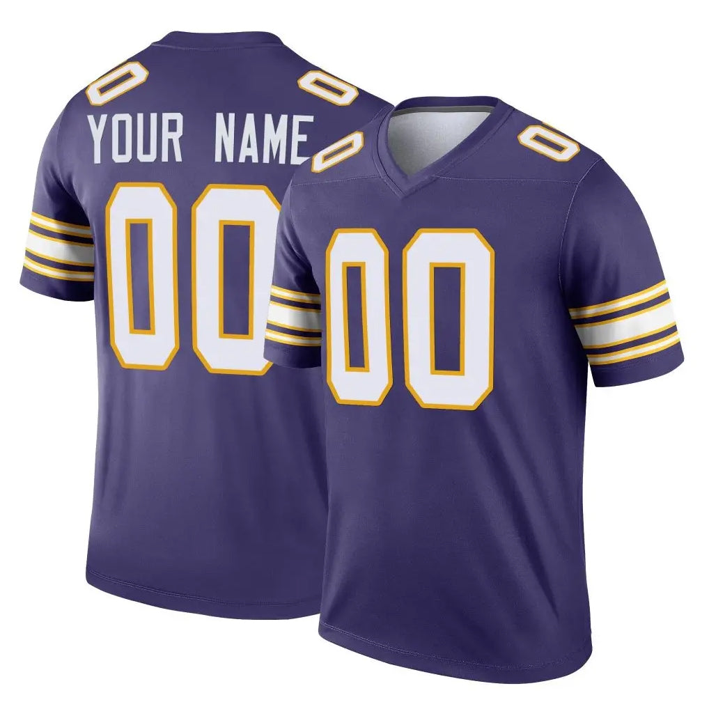 Yuxns Custom M.Vikings Purple Limited Classic Home Game Any Name & Numbers Stitched Jerseys