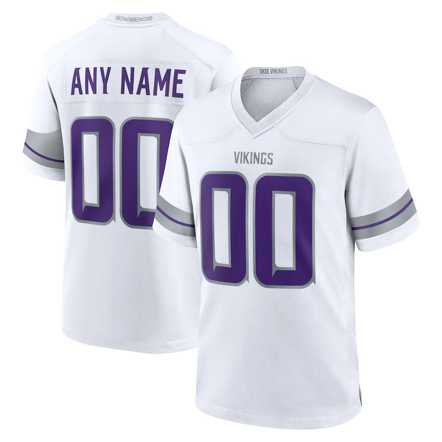 Yuxns Custom MN.Vikings White Alternate Game Football Jerseys