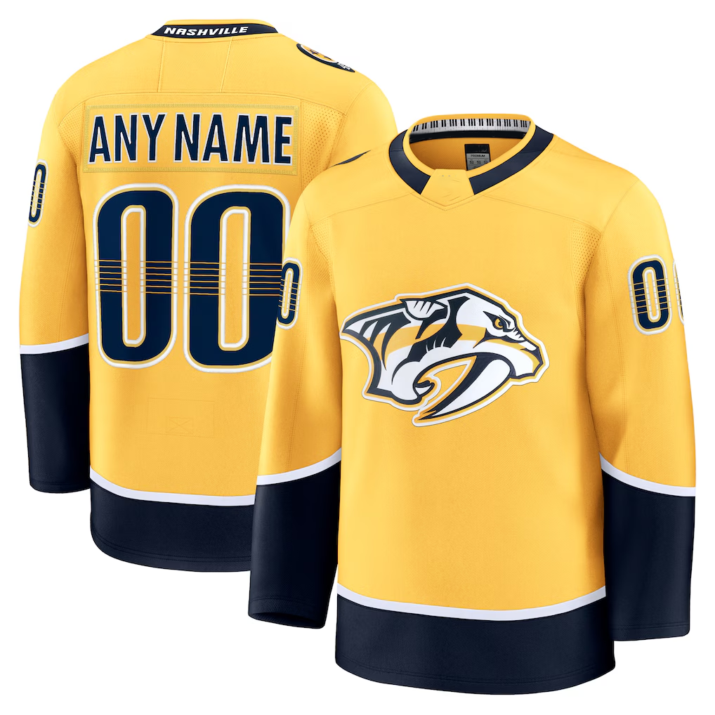 Yuxns Custom N.Predators Gold Home Premium Jerseys