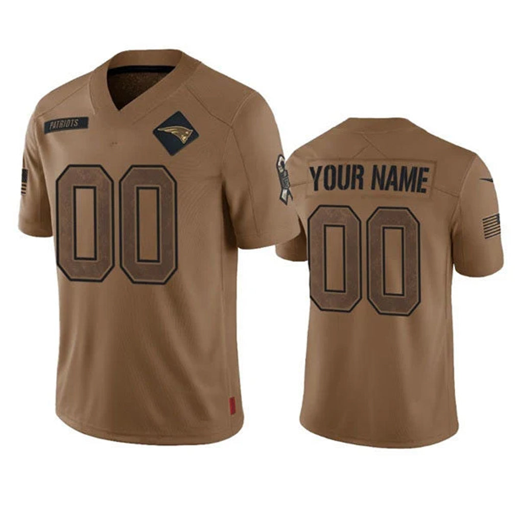 Yuxns Custom NE.Patriots Brown Salute To Service Limited Any Name & Numbers Stitched Jerseys