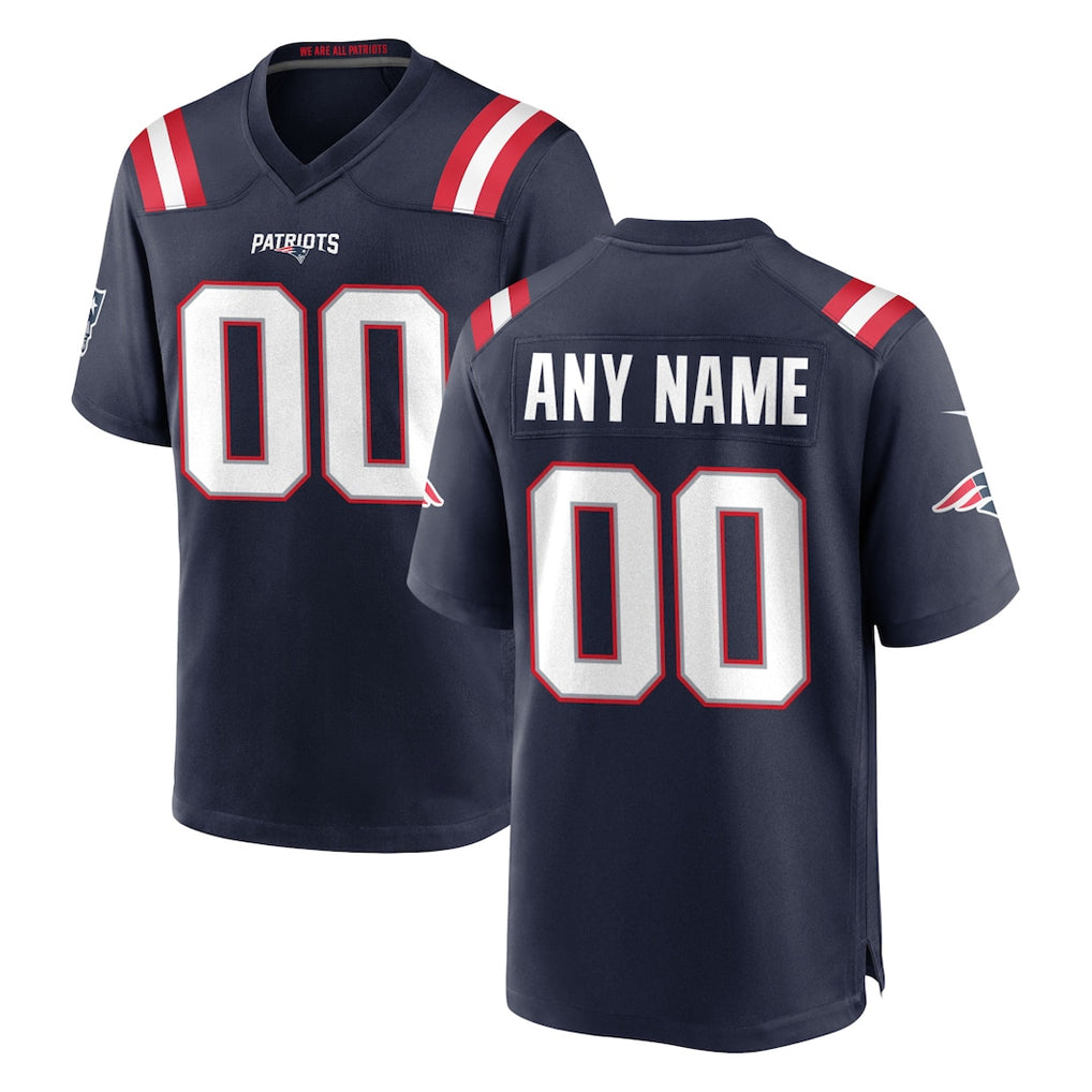 Yuxns Custom NE.Patriots Navy Home Game Any Name & Numbers Stitched Jerseys