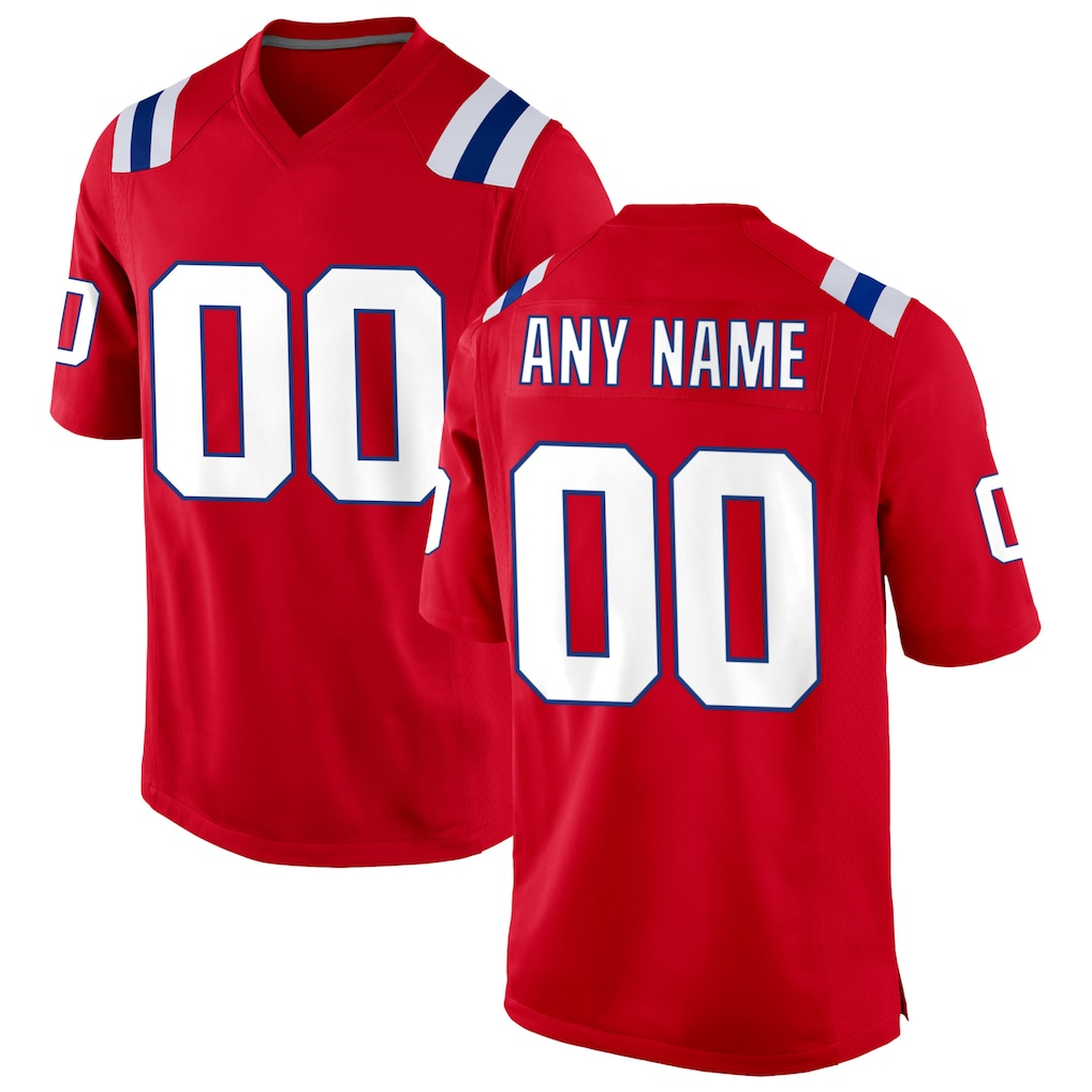 Yuxns Custom NE.Patriots  Red Alternate Stitched Jerseys