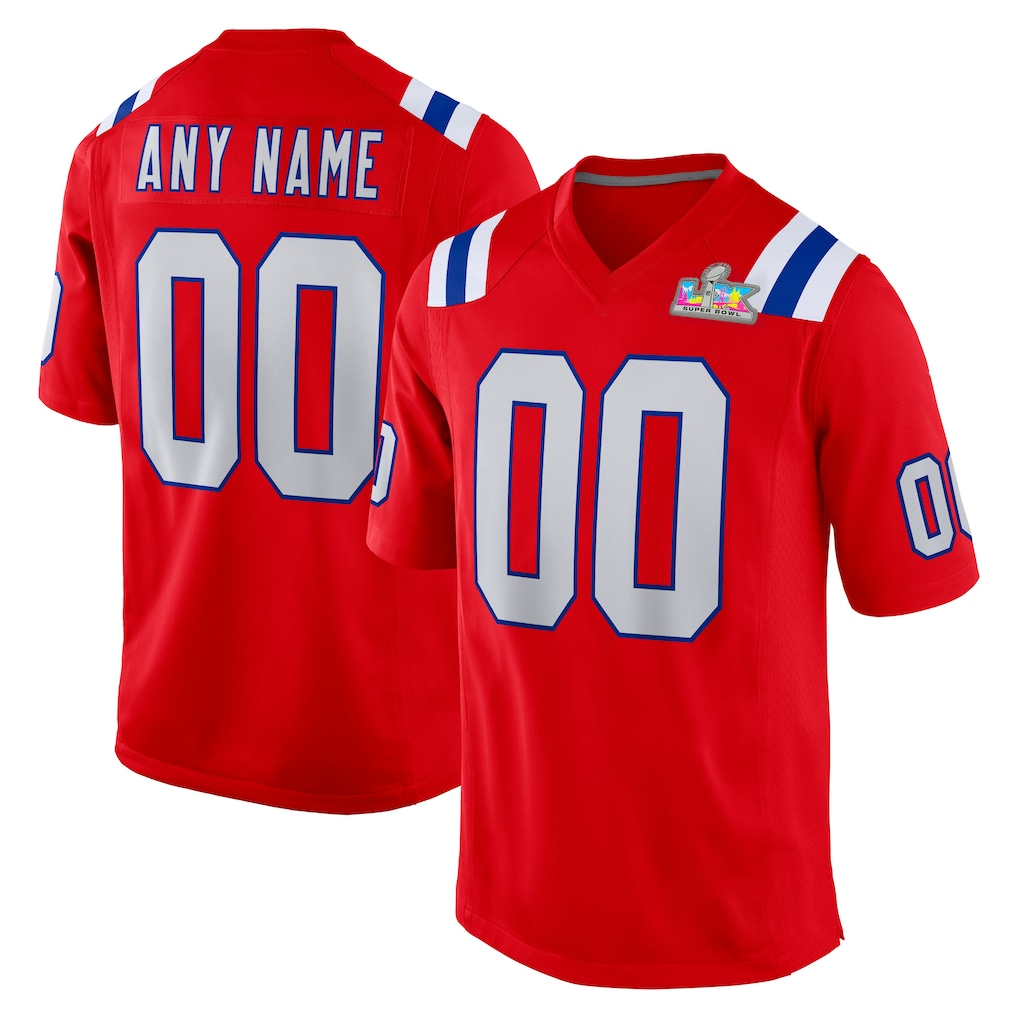 Yuxns Custom NE.Patriots  Red Super Bowl LX Patch Game Jersey Stitched Jerseys