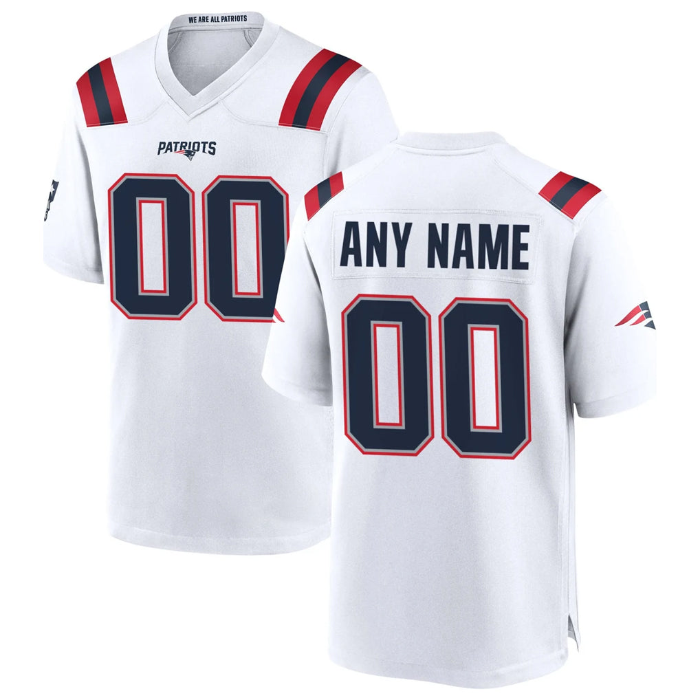 Yuxns Custom NE.Patriots White Home Game Any Name & Numbers Stitched Jerseys