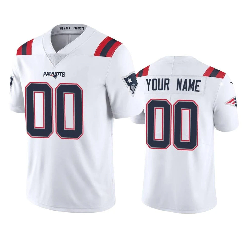 Yuxns Custom NE.Patriots White Vapor Untouchable Home Game Any Name & Numbers Stitched Jerseys