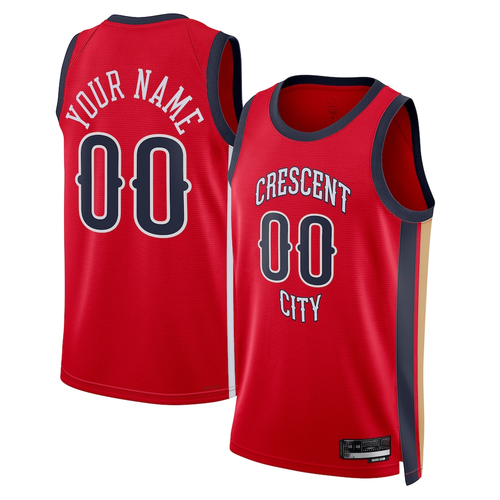 Yuxns Custom NO.Pelicans Jordan Brand Red Swingman Stitched Jerseys- Statement Edition
