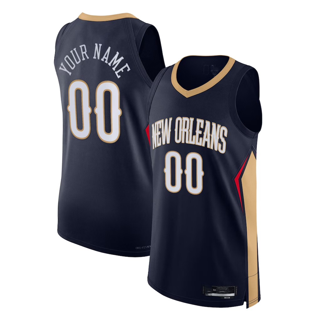 Yuxns Custom NO.Pelicans Navy 202122 Diamond Authentic Stitched Jerseys- Icon Edition