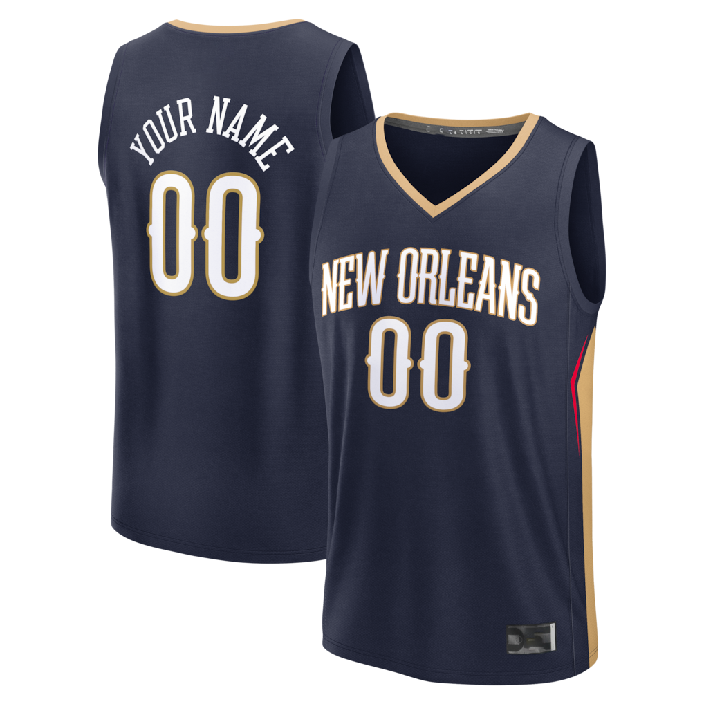Yuxns Custom NO.Pelicans Navy Fast Break Stitched Jerseys- Icon Edition
