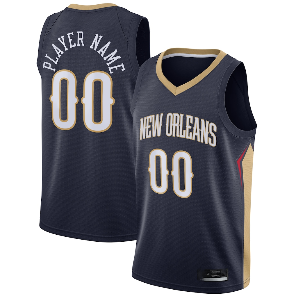 Yuxns Custom NO.Pelicans Navy Swingman Stitched Jerseys- Icon Edition