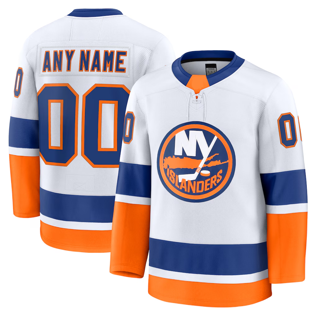 Yuxns Custom NY.Islanders White Away Premium Jerseys