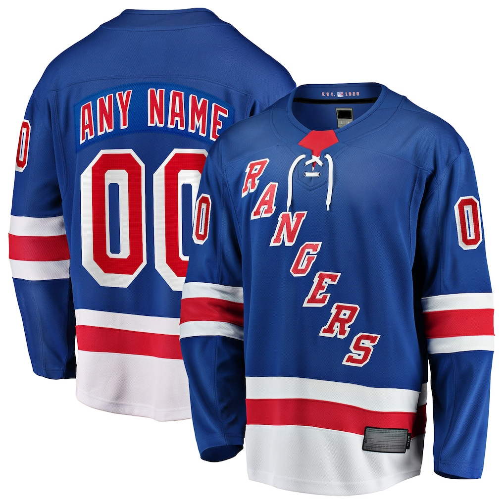 Yuxns Custom NY.Rangers Blue Home Breakaway Jerseys