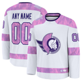 Yuxns Custom O.Senators White 2024 Hockey Fights Cancer Practice Jerseys