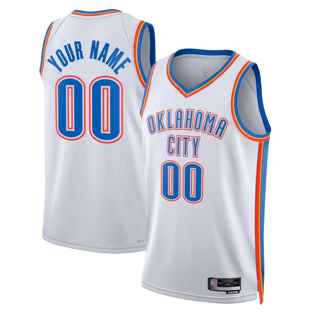 Yuxns Custom OC.Thunder White Swingman Stitched Jerseys- Association Edition