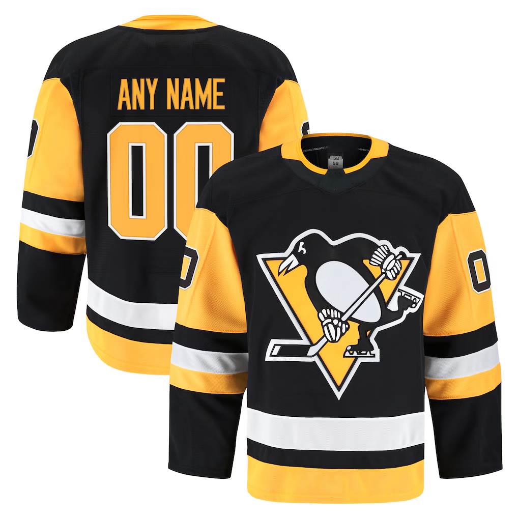 Yuxns Custom P.Penguins Black Home Authentic Pro Jerseys