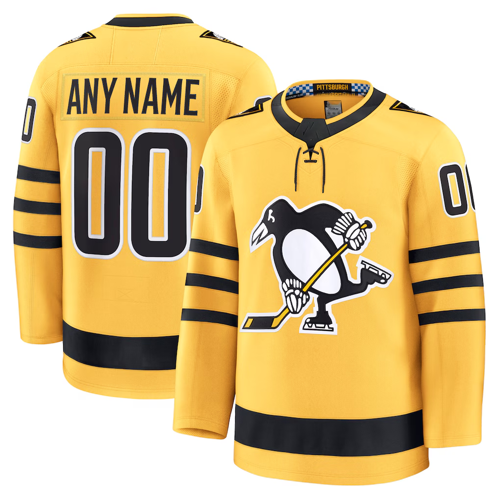 Yuxns Custom P.Penguins Gold Alternate Premium Jerseys