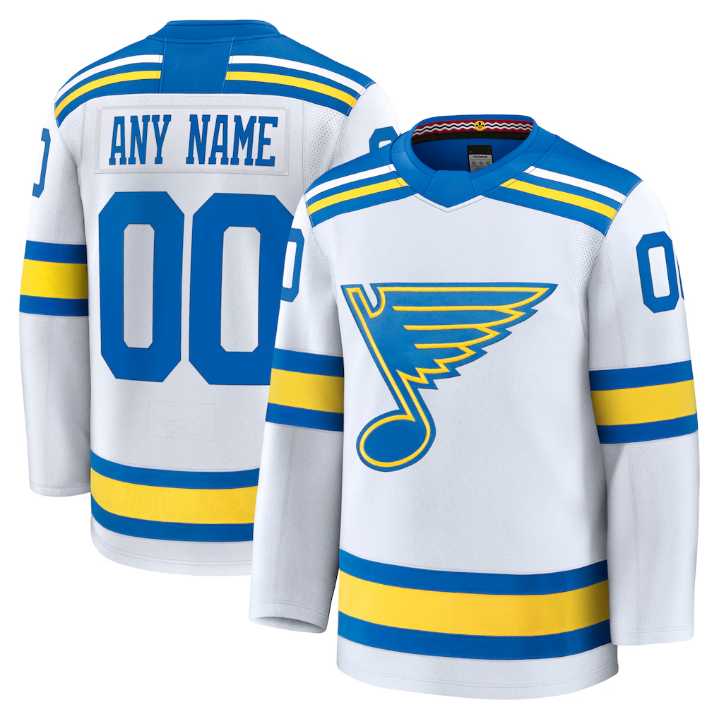 Yuxns Custom SL.Blues White Away Premium Jerseys