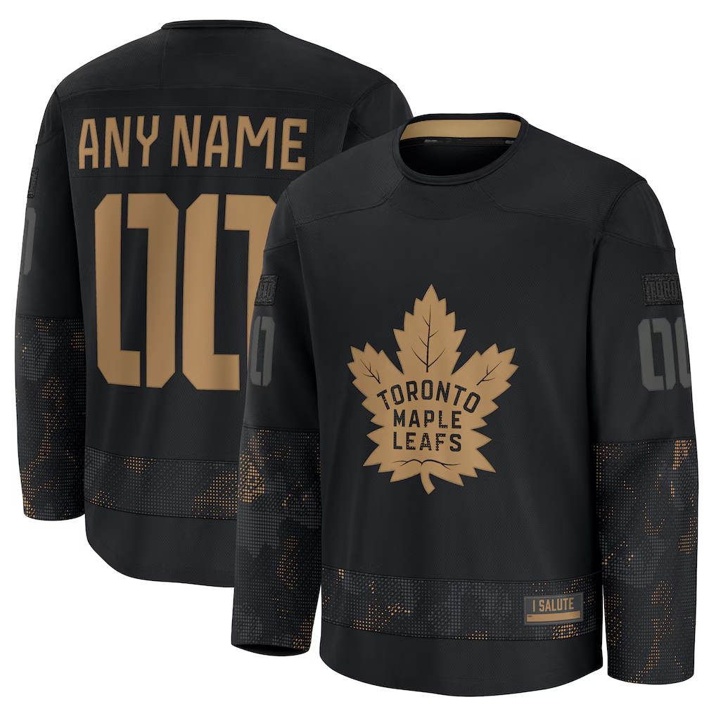 Yuxns Custom TM.Leafs Black 2024 Military Appreciation Practice Jerseys