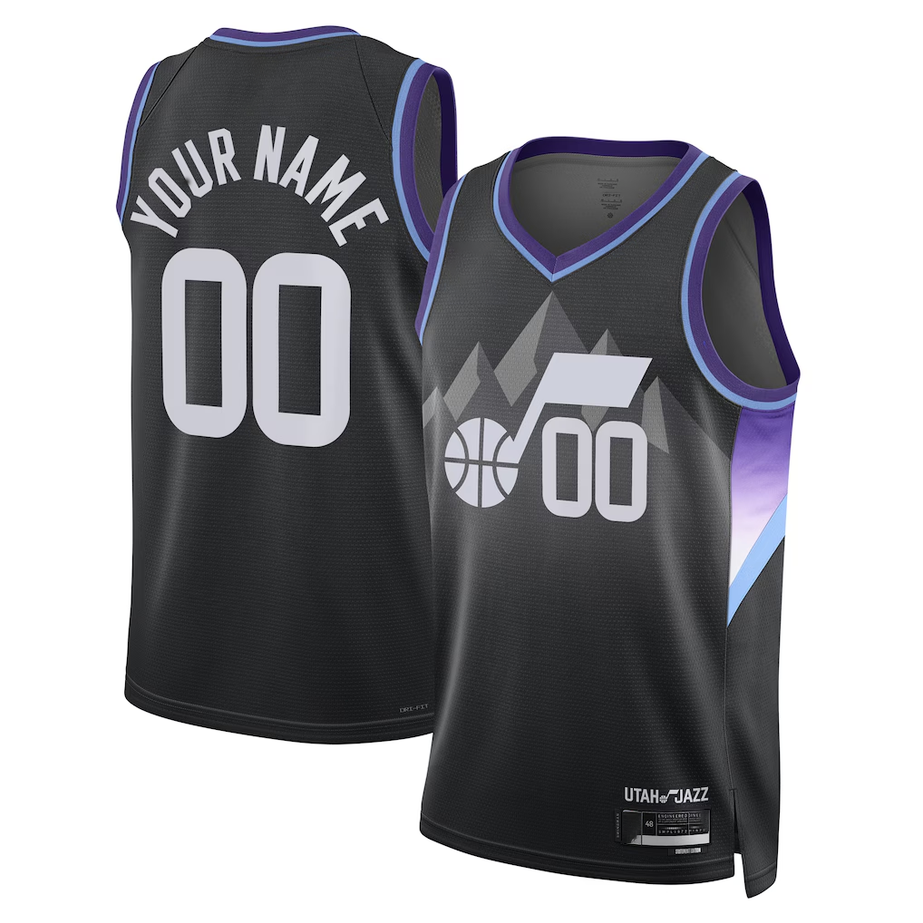 Yuxns Custom U.Jazz Black 2025 Swingman Stitched Jerseys - Statement Edition
