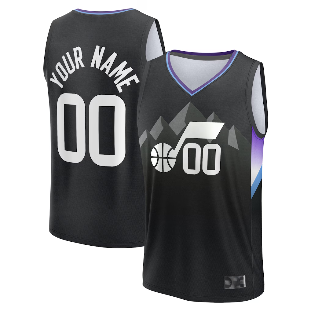 Yuxns Custom U.Jazz Black Fast Break Stitched Jerseys - Statement Editio