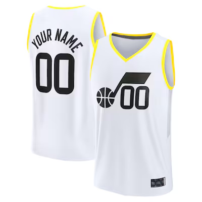 Yuxns Custom U.Jazz White Fast Break Replica Stitched Jerseys - Association Edition -1