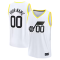 Yuxns Custom U.Jazz White Fast Break Replica Stitched Jerseys - Association Edition -1