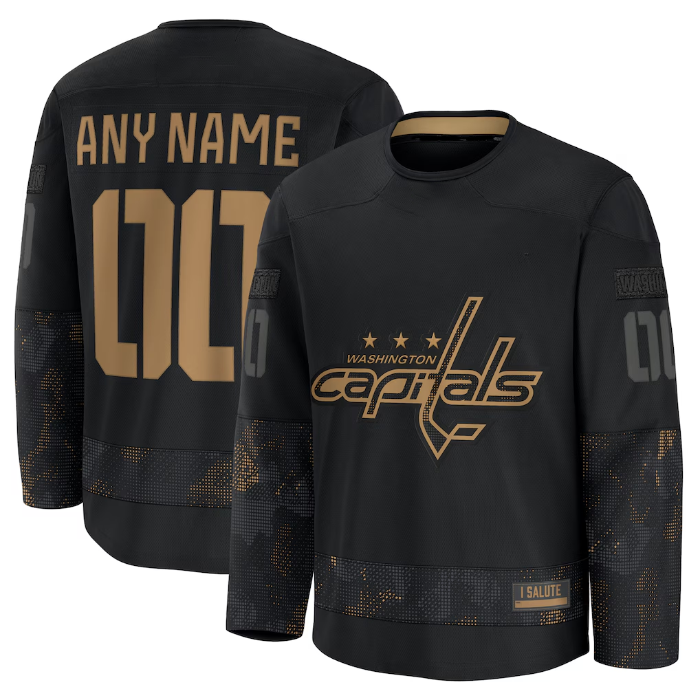 Yuxns Custom W.Capitals Black 2024 Military Appreciation Practice Jerseys