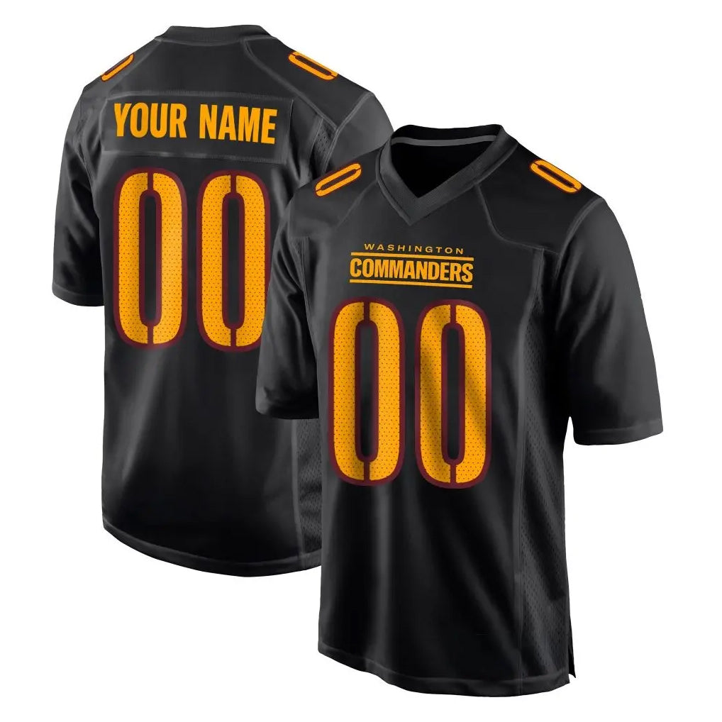Yuxns Custom W.Commanders Black Carbon Fashion Home Game Any Name & Numbers Stitched Jerseys