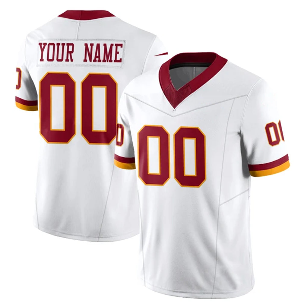 Yuxns Custom W.Commanders White Limited Vapor F.U.S.E. Home Game Any Name & Numbers Stitched Jerseys