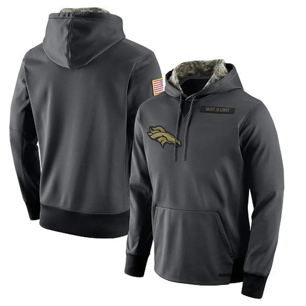 Yuxns D.Broncos Anthracite Salute to Service Performance Hoodie Limited Blank Player Stitched Jerseys