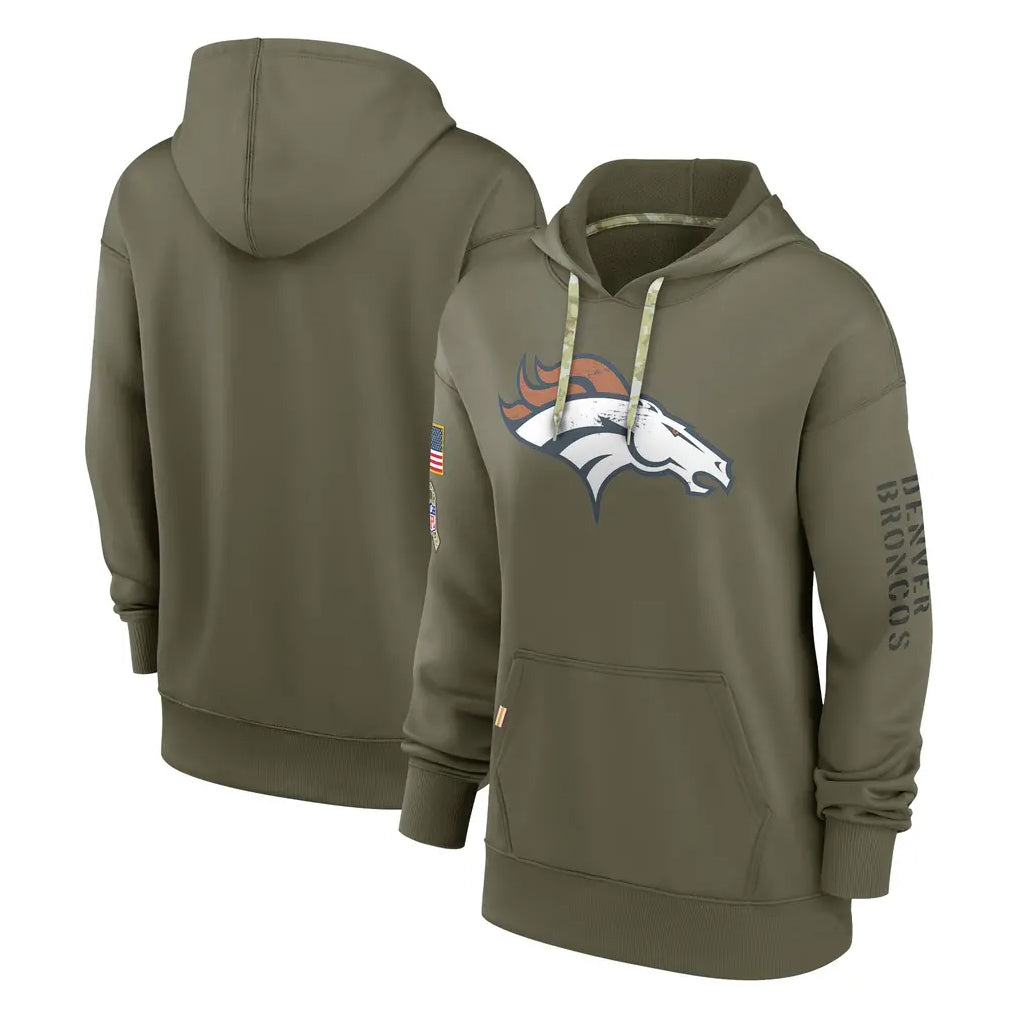 Yuxns D.Broncos Olive Salute to Service Pullover Hoodies Limited Blank Player Stitched Jerseys
