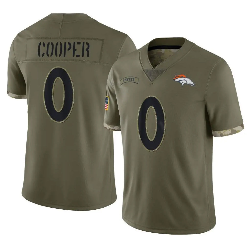 Yuxns D.Broncos #0 Jonathon Cooper Player Olive Salute To Service Limited Stitched Jerseys