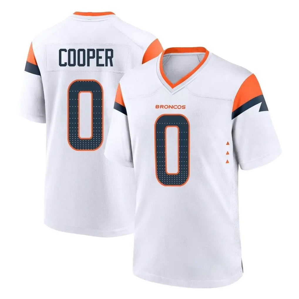 Yuxns D.Broncos #0 Jonathon Cooper Player White Home Game Stitched Jerseys