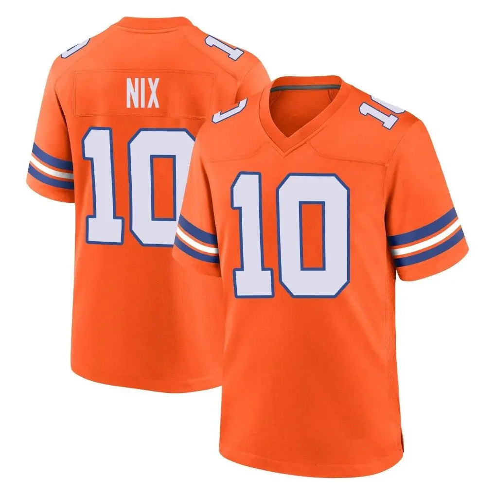 Yuxns D.Broncos #10 Bo Nix Player Orange Alternate Collection Throwback Game Stitched Jerseys