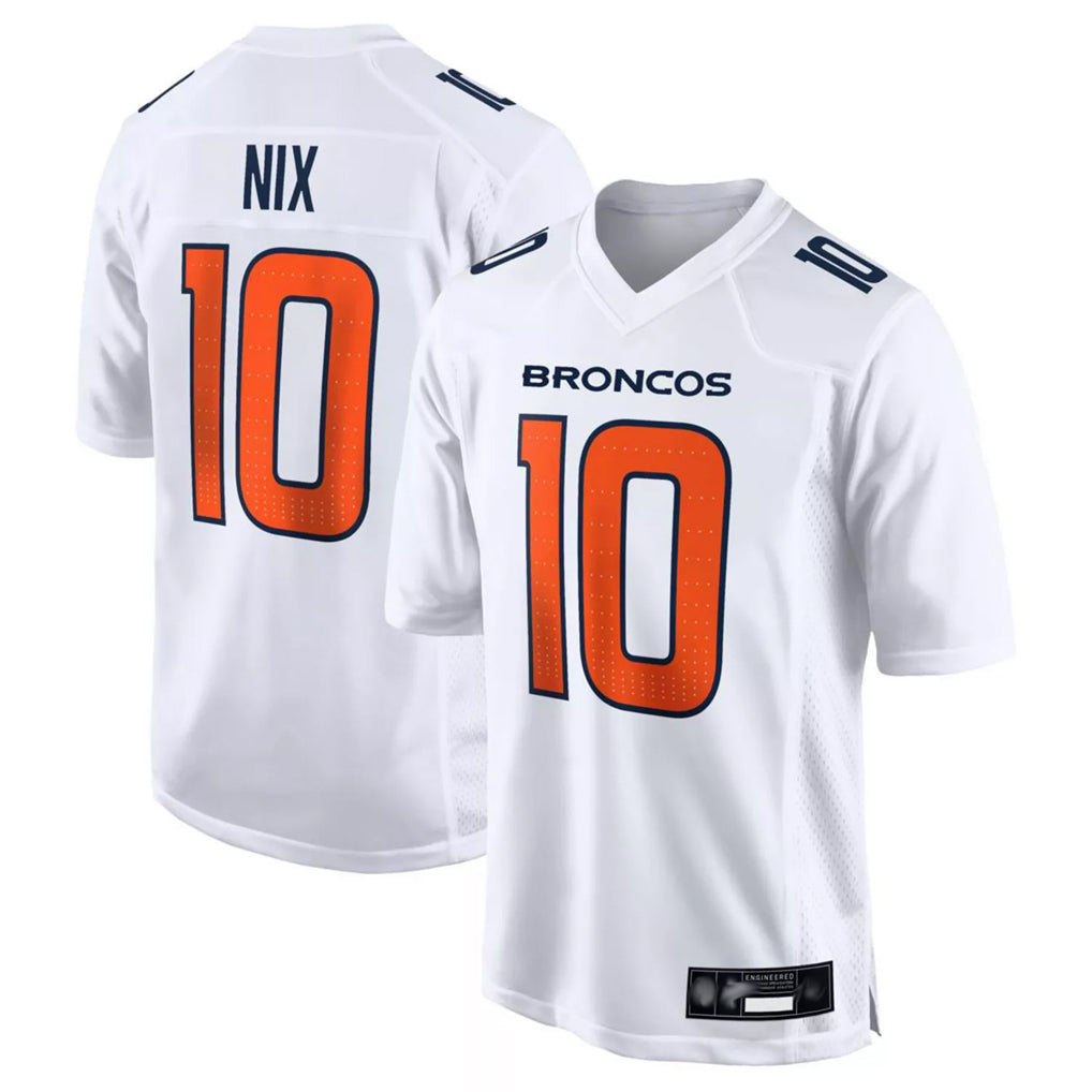 Yuxns D.Broncos #10 Bo Nix Player White Fashion Limited Game Stitched Jerseys