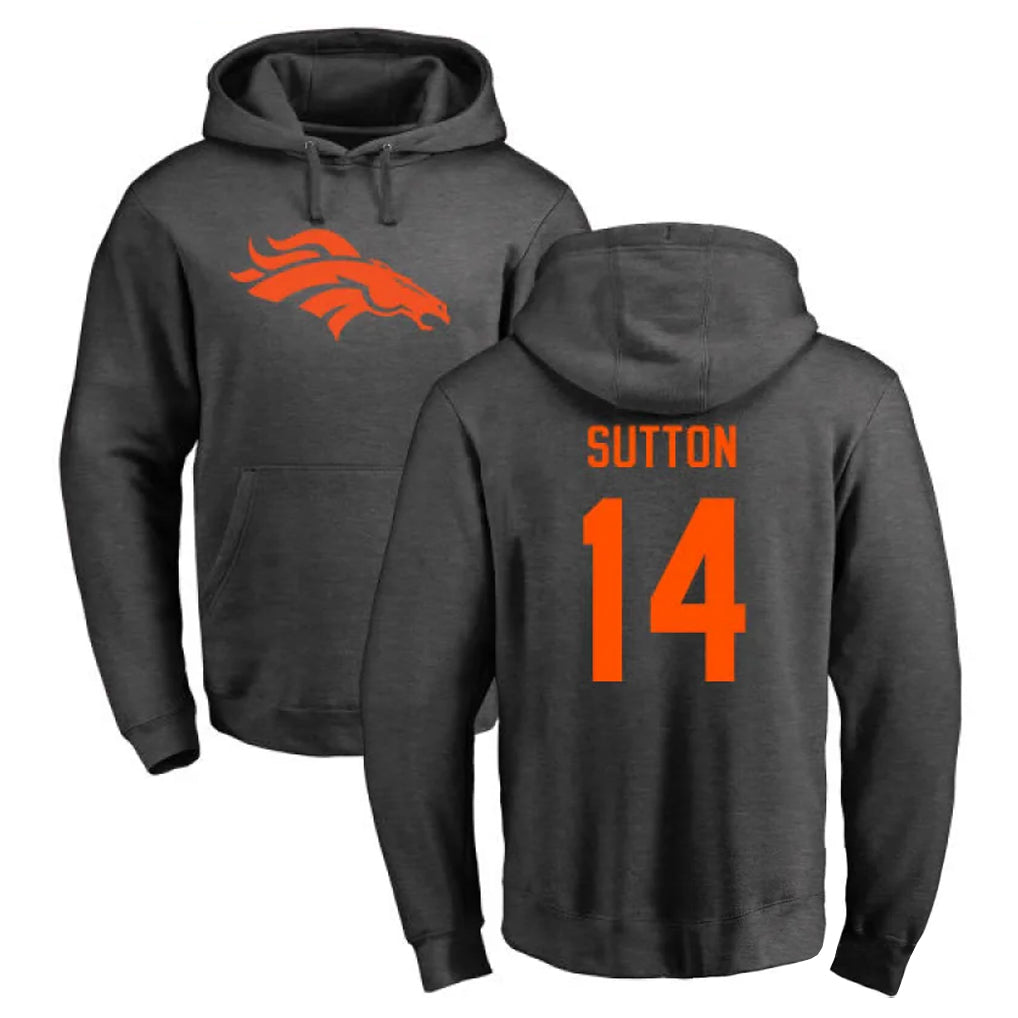 Yuxns D.Broncos #14 Courtland Sutton Player Ash One Color Pullover Hoodie Limited Stitched Jerseys