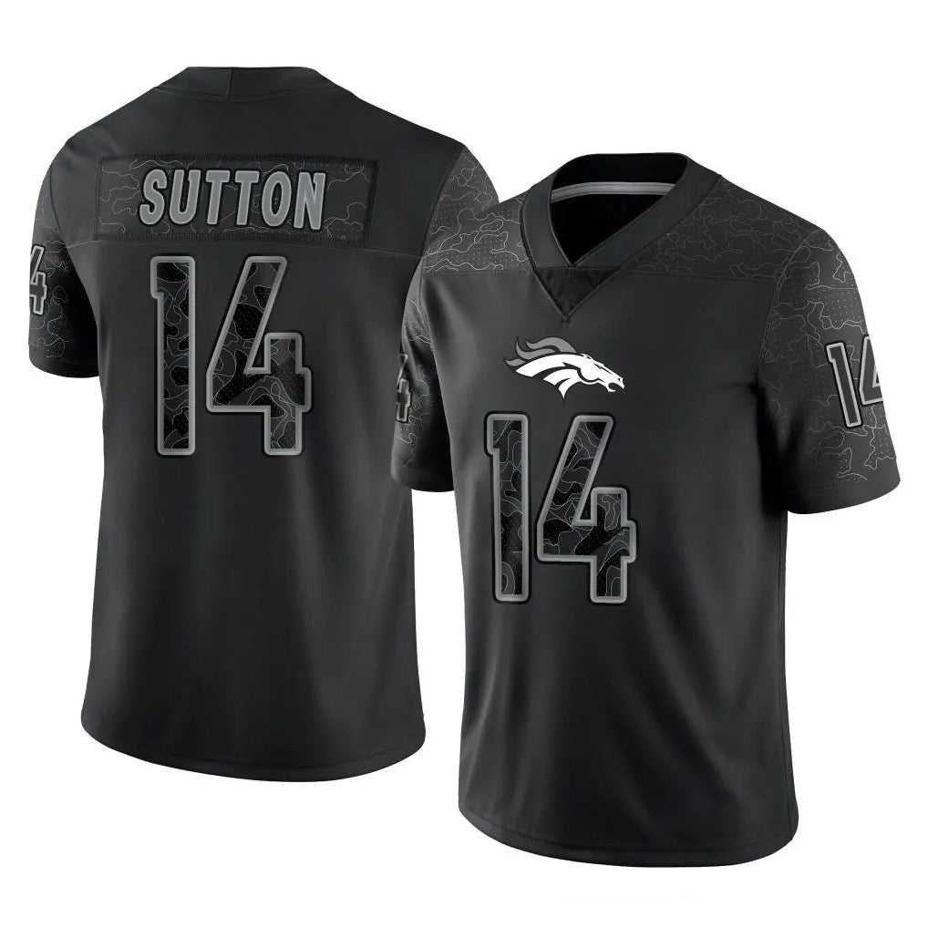 Yuxns D.Broncos #14 Courtland Sutton Player Black Reflective Limited Stitched Jerseys