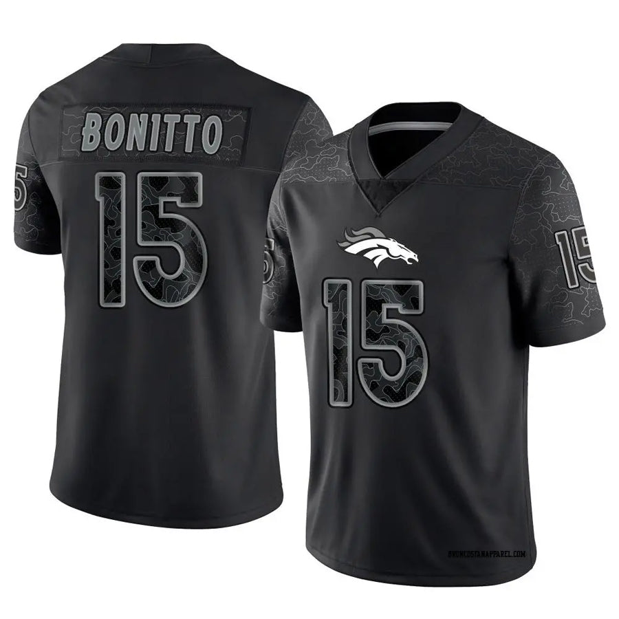 Yuxns D.Broncos #15 Nik Bonitto Player Black RFLCTV Limited Stitched Jerseys