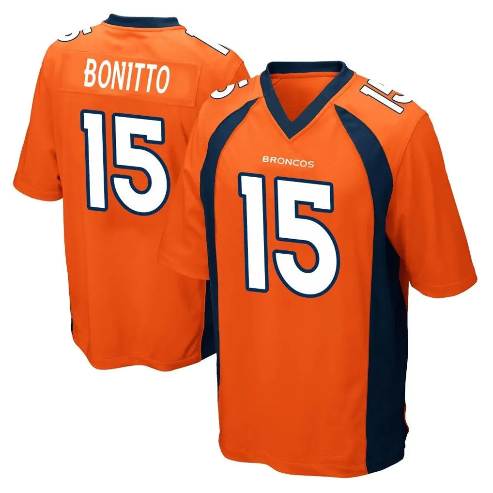 Yuxns D.Broncos #15 Nik Bonitto Player Orange Color Home Game Stitched Jerseys