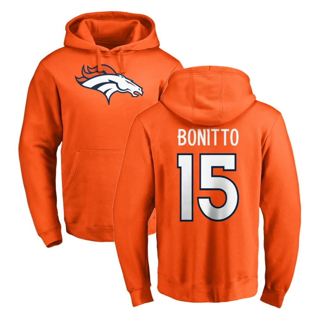 Yuxns D.Broncos #15 Nik Bonitto Player Orange Pullover Hoodie Limited Stitched Jerseys