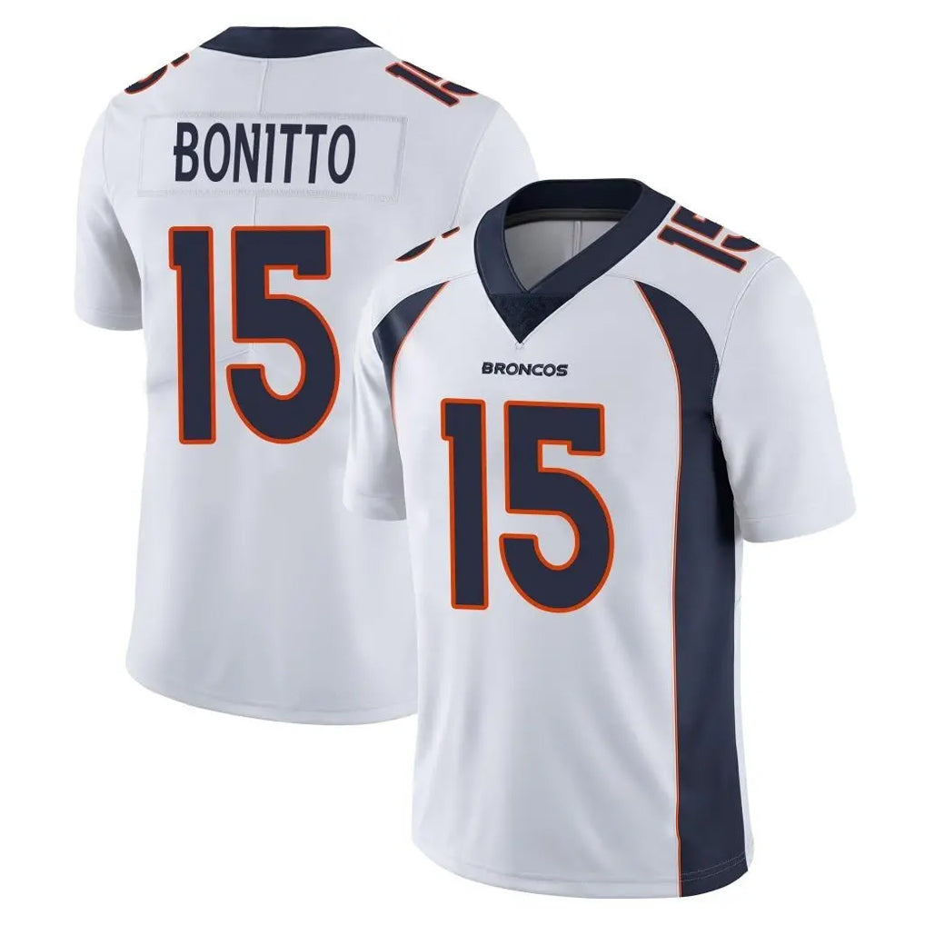 Yuxns D.Broncos #15 Nik Bonitto Player White Vapor Untouchable Limited Home Game Stitched Jerseys