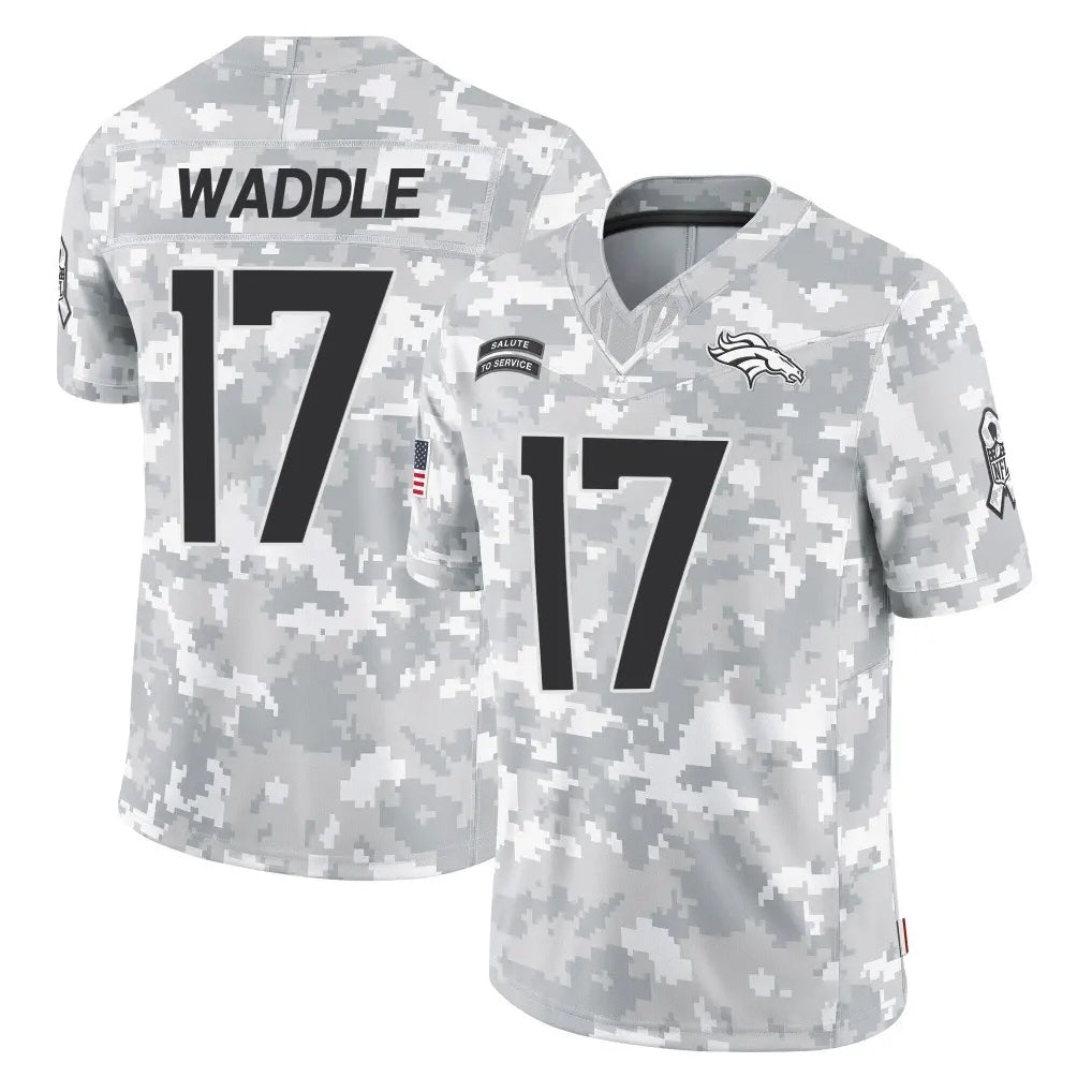 Yuxns D.Broncos #17 Jaylen Waddle Player Arctic Camo Salute To Service Limited Stitched Jerseys