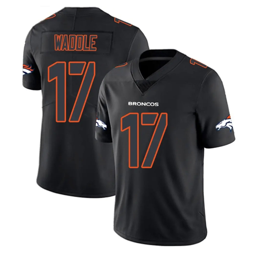 Yuxns D.Broncos #17 Jaylen Waddle Player Black Impact Limited Game Stitched Jerseys