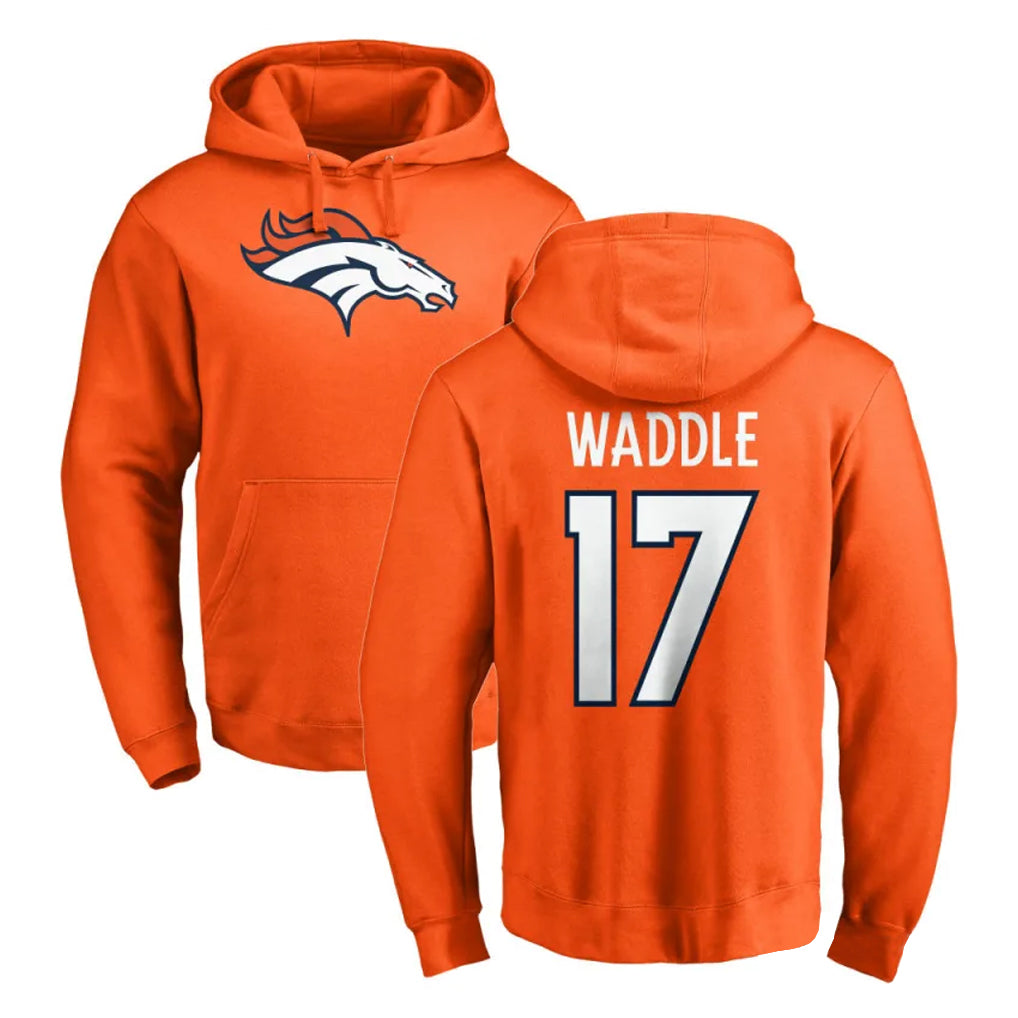 Yuxns D.Broncos #17 Jaylen Waddle Player Orange Pullover Hoodie Limited Stitched Jerseys