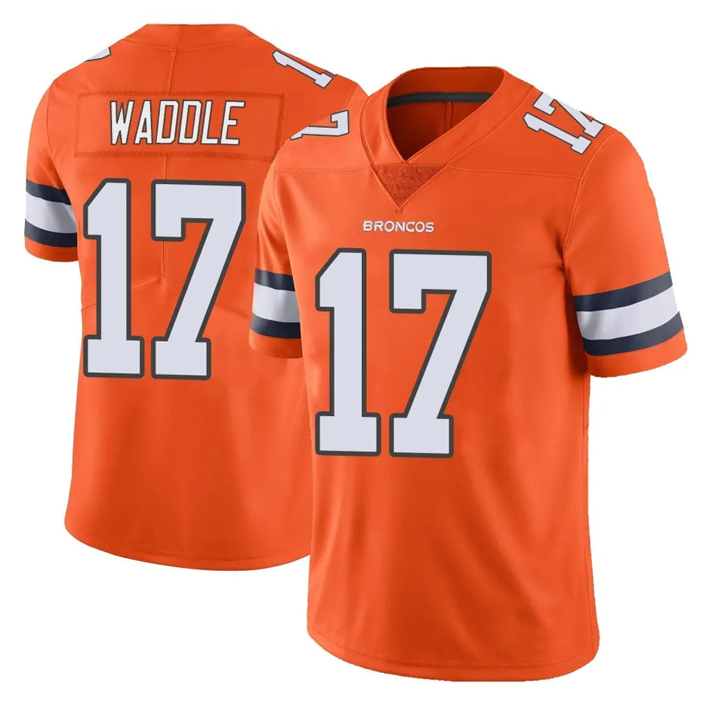 Yuxns D.Broncos #17 Jaylen Waddle Player Orange Vapor Untouchable Limited Home Game Stitched Jerseys